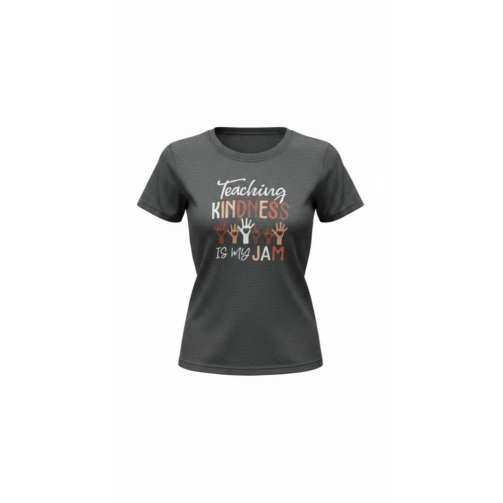 Teaching Kindness Is My Jam Teacher Graphic T-Shirt XL Gray Educator School Tee